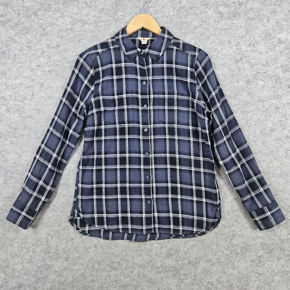 Woolrich Navy and White Plaid Button-Front Shirt